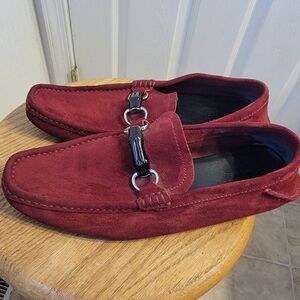 Gucci Burgundy Suede Loafers with Black Accents